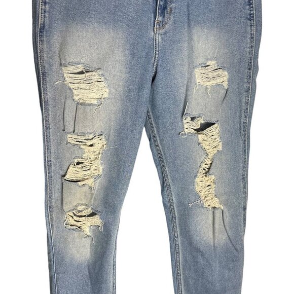 Hollister Women 27x25 Ultra High Rise Mom Jean Light Wash Super Distressed Denim - Picture 2 of 7